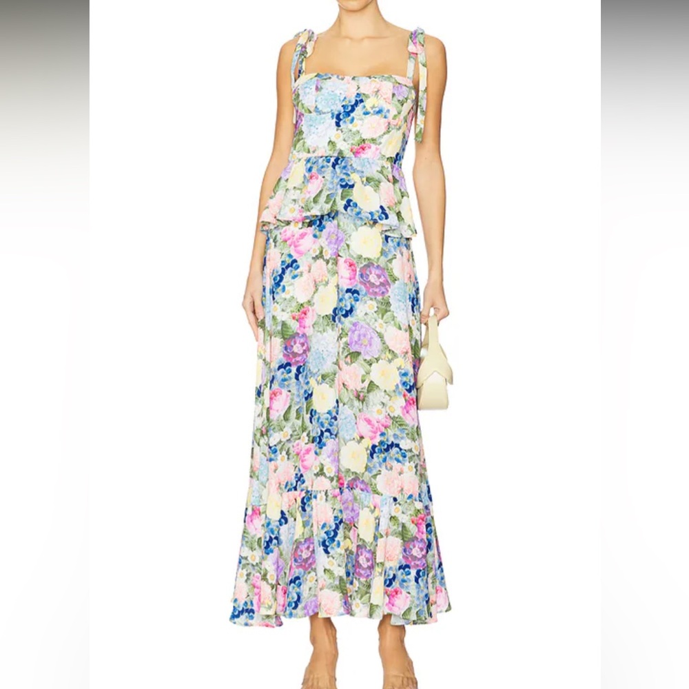 Show Me Your MuMu Floral Midi Dress - Blue and Pink
